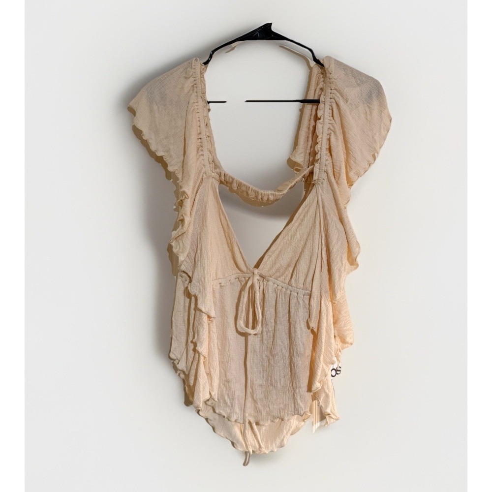ASOS Crinkle Flutter Open Back Festival Party Top 14 Boho Beach Ruffle Cream NWT - Picture 3 of 8